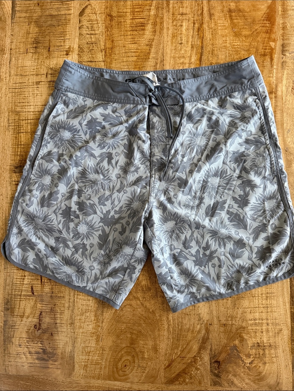 Travis Mathew Gray Floral Swim Board Shorts